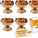 SATVIK 10 Pc Brass Diya for Diwali Decoration. Handmade Golden Virgin Brass Metal Oil Lamp Dia Vilakku for Puja Pooja. Traditional Indian Deepawali Housewarming Return Gift Items for New Home House