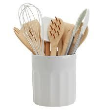 Mason Silicone Cooking Utensils, 12pcs Silicone Cooking Utensils Kitchen Utensil Set, Heat Resistant Kitchen Cookware with Wooden Handle for Nonstick Cookware, White