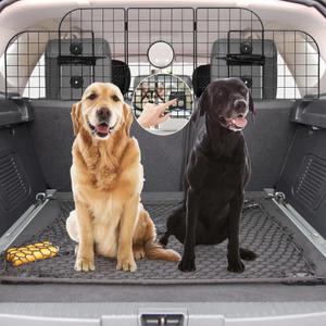 QuliMetal Dog Car Barriers for SUV, Human-Pets Interaction Window, 36.5" to 60" Adjustable, Heavy-Duty Wire Mesh Dog car Barrier for SUVs, Vehicles, Trucks, 2pcs 79In Elastic Ropes Included