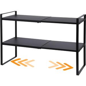 2-Tier Expandable Shelf Organizer for Kitchen Cabinet, Countertop, Pantry & Under-Sink Storage(black)
