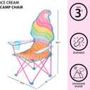 Heritage Kids Ice Cream-Themed Figural Folding Camp Chair,Lightweight Portable Chair with Carry Bag & Cup Holder,Kids Outdoor/Indoor Seating for Ages 6+,14"x14"x26"