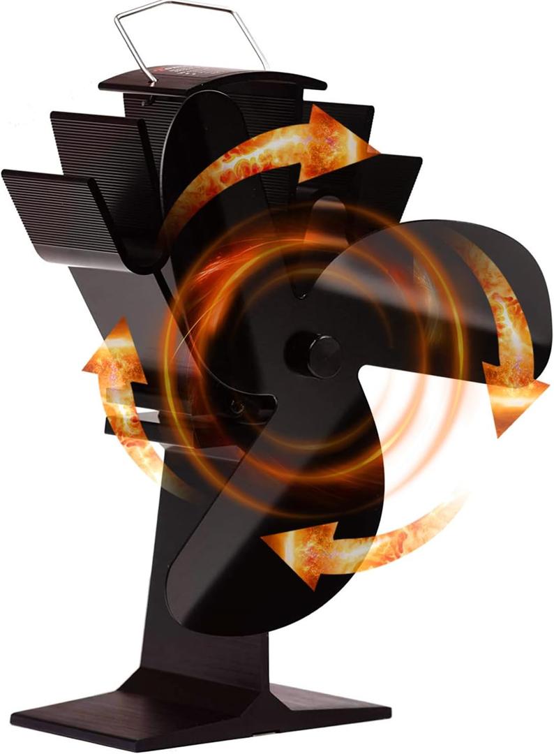 Tomersun 3 Blades Heat Powered Stove Fan for Wood/Log Burner/Fireplace (Large)