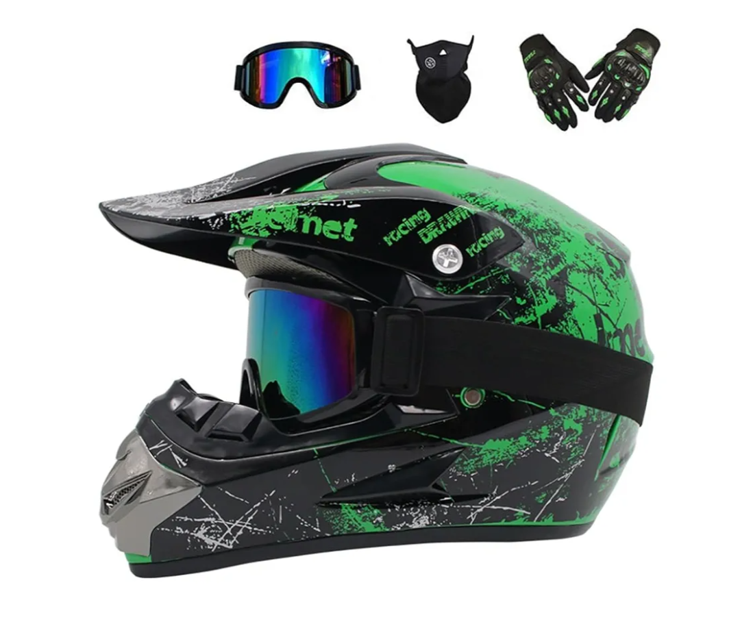 Youth & Adult ATV Off-Road Motorcycle Full Face Hel-Met Cool Dirt Bike BMX Moped Mountain Bike Racing Hel-Met for Men Women (Large)