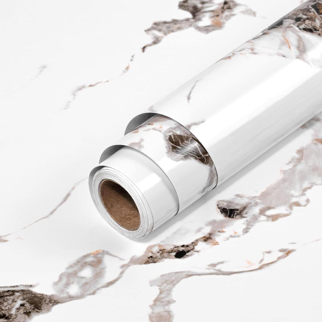 White Marble Contact Paper for Countertops 23.6"x118"