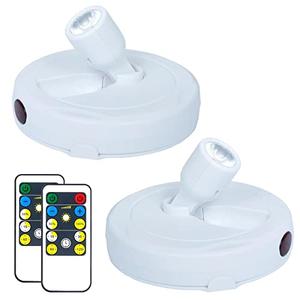HAMVIDNE Wireless LED Spotlight, Battery Operated Picture Lights, Indoor Uplight, Puck Lights with Remote, Spot Light for Wall Art Display Dartboard Painting Accent Artwork Closet-2Pack