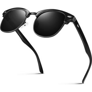 LINVO Polarized Semi Rimless Sunglasses for Men Women, Classic Retro Shades Half Frame Driving Sun Glasses UV Protection