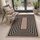 Lahome Enfys Modern Geometric Easy Jute Outdoor Rug, 3x5 Black Washable Kitchen Rugs for Bedroom Thin Non Slip Indoor Door Mat, Non Slip Farmhouse Carpet for Office Patio