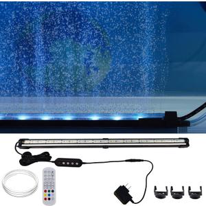 Carefree Fish Aquarium 24/7 Mode Timer Submersible LED Light Full Spectrum CRI 82~85 Tank Underwater Light & Nanometer Materials Air Stone 3Ft Tubing Waterproof Rating IP68 (No Included Air Pump) (40Inch)