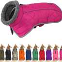 Fragralley Dog Coat Large, Waterproof Dog Jacket with Warm Fleece Lining, Adjustable Reflective Dogs Winter Coat, Turtleneck Pet Coats for Cold Weather (Rose Pink XXXL)