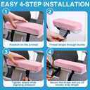 Smiry Ergonomic Office Chair Armrest Pads, Memory Foam Arm Rest Covers, Non-Slip Armrest Cushion with Adjustable Buckles and Straps, Elbow Relief for Desk, Gaming & Wheelchair (Pink, Set of 2)