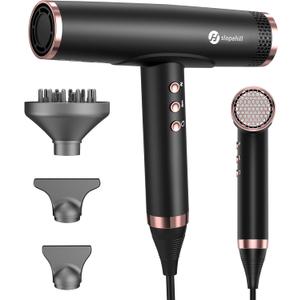Slopehill Professional Ionic Hair Dryer with Diffuser - Lightweight, Compact, Powerful & Fast Salon Blow Dryer with High Speed Brushless Motor for Travel, Women & Men Ceramic, Black LH1003