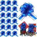 WILLBOND 20 Pieces 6 Inch Pull Bows Gift Wrapping Ribbon Pull Bows for Valentine Wedding Baskets Christmas Multicolor Wrap Accessory for Gift Present Holiday Decor(Blue)