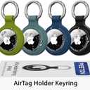 [4-Pack] Case for Apple AirTag Holder Keychain  IPX6 Waterproof, Anti-Lost, Scratch-Resistant Case for Air Tag  for Keys, Pets, Luggage (Green/Teal/Blue/Black)