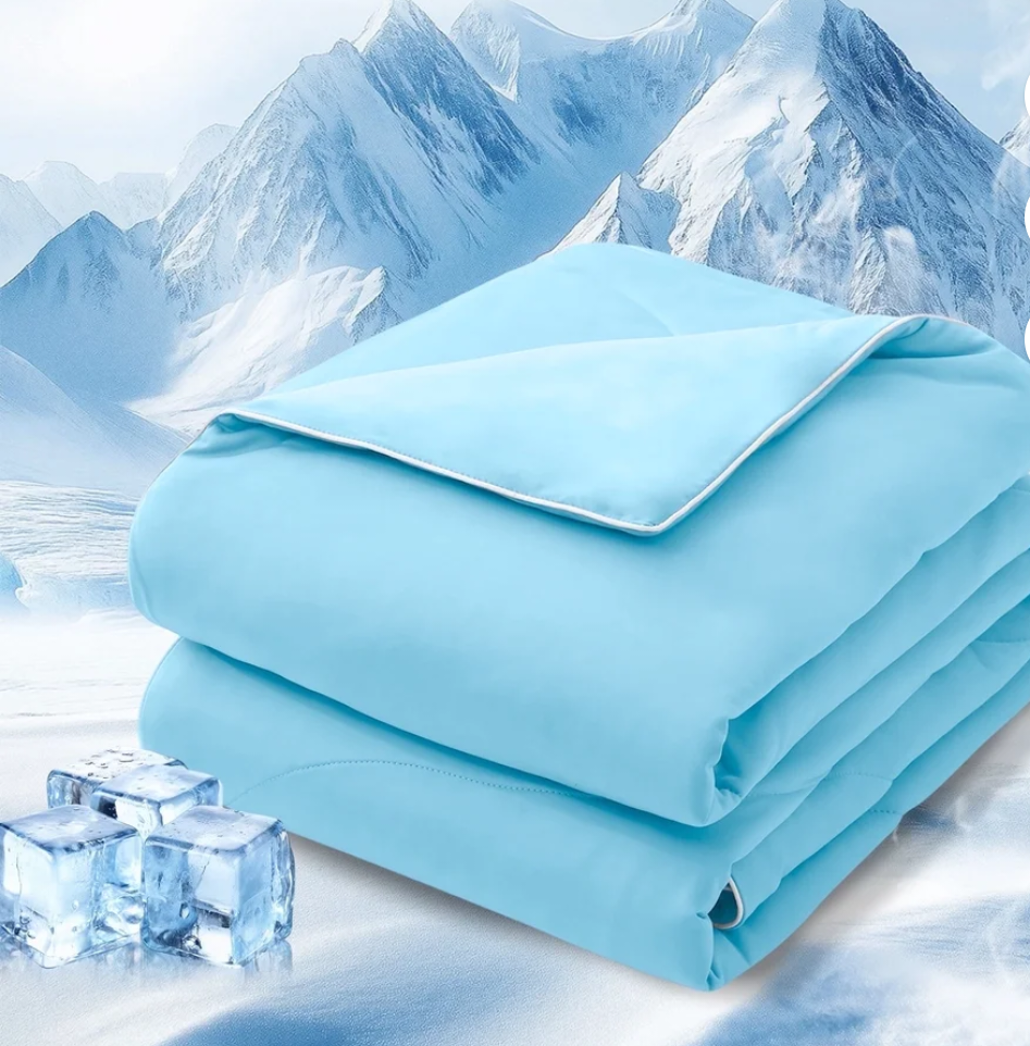 Yalamila Cooling Blanket for Hot Sleepers,Ultra Soft Lightweight Comforter,Summer Essential,Light Blue