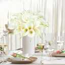24 Pcs White Artificial Flowers Fake White Calla Lily Silk Flower Real Touch for Wedding Office Home Kitchen Decor
