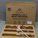 APSARAS USA 5 in 1 Bamboo Foil and Plastic Wrap Organizer for Kitchen Drawer, Ziplock Bag Organizer, Saran Wrap Dispenser with Cutter, Plastic Bag Organizer, Food Storage Bag Organization