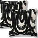Black Beige Striped Throw Pillow Covers Modern Pattern Pillow Cover 20x20 Inch Set of 2 Abstract Art Boho Square Pillowcase Decorative Cushion Cases for Couch Sofa