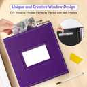 Popotop Photo Album Self Adhesive Scrapbook for 4x6 5x7 8x10 photos for Wedding Gifts & Baby Book, Leather Hardcover DIY Memory Book for Anniversary Family with Postcard, with A Scraper & Metallic Pen (12.6"x13.2" 20pages, Purple)