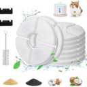 Guarm 11 Pcs Cat Fountain Filter Replacement - Compatible with 2.5L Automatic Pet Water Fountain, 4-Layer Filtration System, Includes 8 Carbon Filters, 2 Sponges, and 1 Cleaning Brush