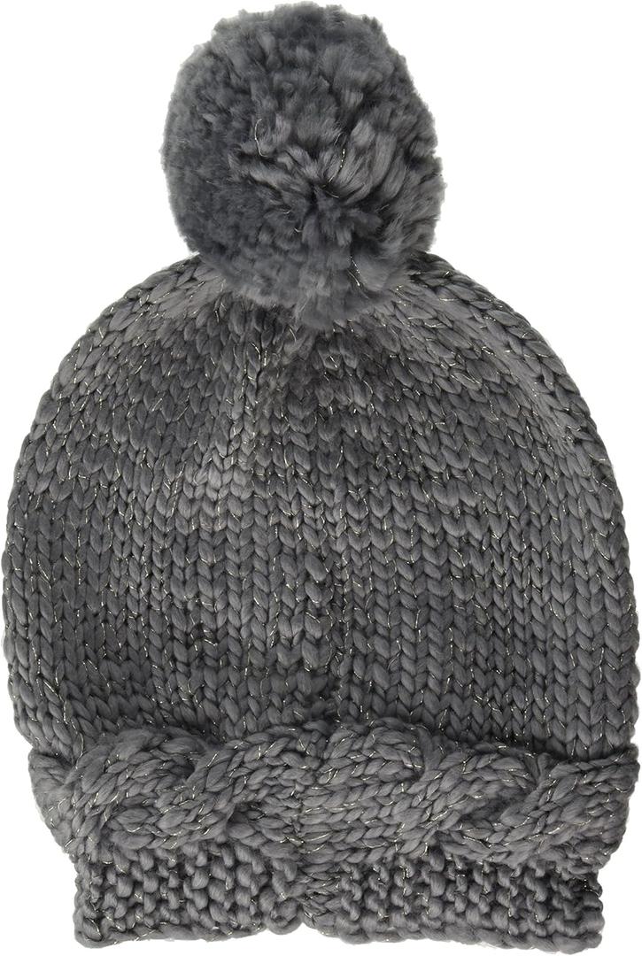 Charming Charlie Women's Cable Knit Hat with Shine (Gray)