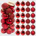 Napzy 24 Count Shatterproof Christmas Ball Ornaments Set, 2.36 Inch Red Christmas Tree Decorations for Xmas Holiday Party Decor, Wreath and Garland Hanging Balls