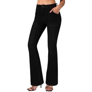Roswear Flare Jeans for Women Bootcut Stretchy Slim Fit Denim Pants Fall Outfits, M