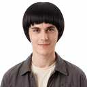 JoneTing Black Mushroom Wig Bowl Cut Wigs Mens Wig 70s 80s+Hair Cap for Halloween Party Short Funny Wigs for Man Black Bob Hair With Bangs for Christmas Cosplay Costume Party Outfit