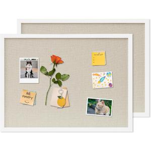 Cork Board with Linen White 2Pack,Bulletin Board 23"x17" Hanging Corkboards for Office Home School Message Board or Vision Board Decoration.
