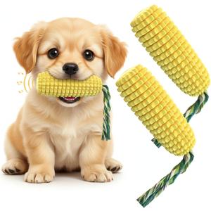 2 Pack Corn Dog Chew Toys for Small Dog Toys & Puppy Toys Durable Dog Toys for Teething, Puppy Teething Toys with Squeaker, Dog Toys to Keep Them Busy, Chew Toys for Dogs