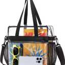 Lyingflat Clear Bag for Stadium Events Founctional 12x6x12 Stadium Approved Clear Tote Bag with Adjustable & Detachable Strap