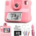 Kids Camera Instant Print, Christmas Birthday Gifts for Toddle Girls Boys Age 3-12, 24MP & 1080P Selfie Digital Camera with 3 Roll no-Ink Print Paper 32G SD Card