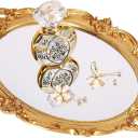 Zosenley Polyresin Ellipse Antique Decorative Mirror Tray, Makeup Organizer, Jewelry Organizer, Serving Tray, 9.8x 14.6, Gold