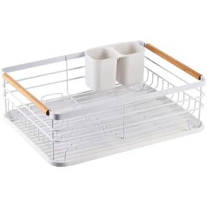 RIWIKIIA Dish Drainer Stainless Steel Dish Drainer Rack Dish Drainer Drying Rack with Drain Board Utensil Holder for Kitchen Counter