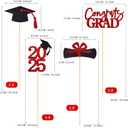4 x Gexolenu 16 PCS Red and Black Double-Sided 2025 Graduation Centerpieces for Tables, 2025 Table Toppers Party Centerpiece Sticks Party Supplies, Graduation Party Decorations Class of 2025, Set of 4