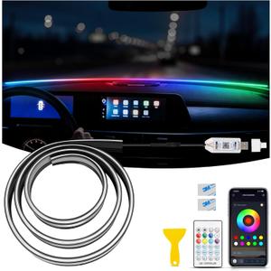 LED Strip Lights for Car Windshield 59in, RGB Ambient Lighting Car Interior with Noise Reduction, 16 Million Colors, Music Mode and Smart Control Car LED Lights Interior