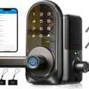 Veise RZ09 Smart Lock, 7-in-1 Keyless Entry with Handle Set, APP Control Fingerprint Deadbolt for Front Door, Electronic Digital Locks with Keypad, Matte Black