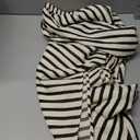 GORGLITTER Women's Striped Long Skirt Elastic Waist A Line Flowy Pinstripe Maxi Skirts with Pockets Causal Fall Outfits Black and White X-Large