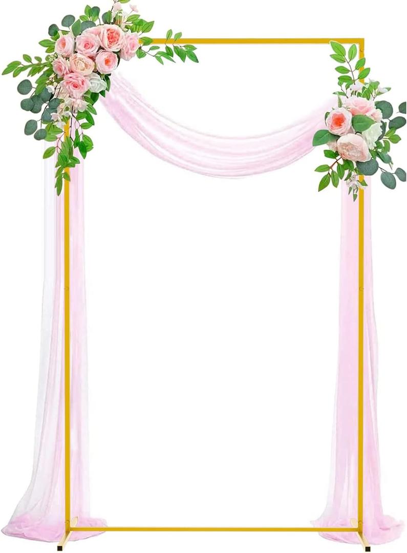 Wokceer Wedding Arch Backdrop Stand 6.6x4 FT Square Wedding Arches for Ceremony Gold Metal Balloon Arch Frame for Wedding Birthday Party Garden Arbor Anniversary Event Christmas Decor