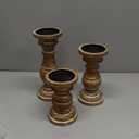 Candle Holder for Pillar Candle Set of 3, Farmhouse Wood Candle Holder, Rustic Wooden Candle Stand, Vintage Small Wooden Candlestick HoldersDecorative for Living Room, Table Centerpiece (Rusticbrown)