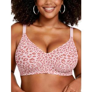 OEAK 2026 Wireless Jelly Bra for Women Push Up Bralette Seamless Full Coverage Comfortable Convertible Everyday Tshirt Bras (Pink), Size 34DD