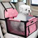 PetsHome Dog Car Seat Foldable Dog Car Booster Seat Waterproof Breathable Oxford Travel Bag for Small to Medium Dogs, Puppies, and Pets-Footprint Pink-Upgrade