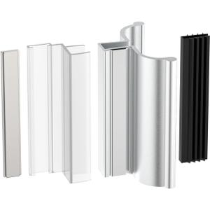 3" Clear Polycarbonate U-Channel with Magnet, 3-3/4" Bright Chrome Frameless Shower Door Handle with Metal Strike for 1/8", 5/32", 3/16" and 1/4" Thick Swing Glass Shower Doors