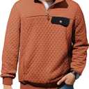 JMIERR Men's Quilted Sweatshirt Casual Long Sleeve Outdoor Stand Collar Quarter-Zip Pullover Sweatshirts