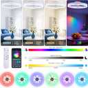 STERREN RGB Ceiling Fans with Lights, 20'' Smart LED Ceiling Fan with Remote/APP Control, Modern Low Profile Bladeless Chandelier Fan, Dimmable White Fandelier for Bedroom, Living Room, Kitchen