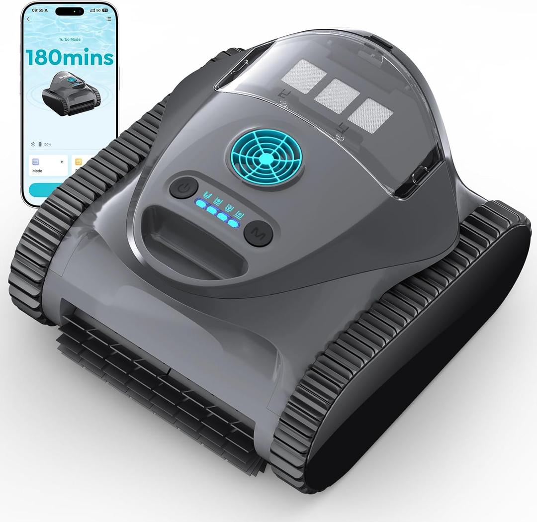 C1 Cordless Pool Cleaner Robot with 180 Mins, Powerful Triple-Motor Suction, Wall & Waterline Deep Cleaning, Smart Paths with APP, Dual-Layer Filtration, for Inground Pools (Dusk Blue)