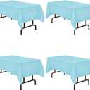 Oojami Disposable Light Blue Plastic Tablecloths (4-Pack)  Elegant 54x108-inch Teal Rectangular Covers for Parties, Weddings, Bridal & Baby Showers, Offices & More  Wipe Clean & Easy-to-Use