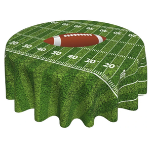 DEKIFNHG American Football Round Tablecloth 60 Inch, Rugby Ball Decorations Round Table Cloth for Easter Holiday Picnic Party Indoor Outdoor