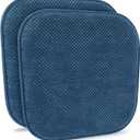 Blue Kitchen Chairs Cushions Set of 2 Non Slip Foam Patio Seat Cushions Washable Soft Thick Pads Large Wooden Metal Tapered Dining Chair Cushions,17" x 15"
