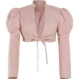Regency Spencer Jacket Womens Jane Austen Costume Pink Crop Coat Top (X-Large)