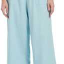 Tronjori Women Linen Summer Boho Loose Lounge Palazzo Pants with Drawstring (Blue, S)